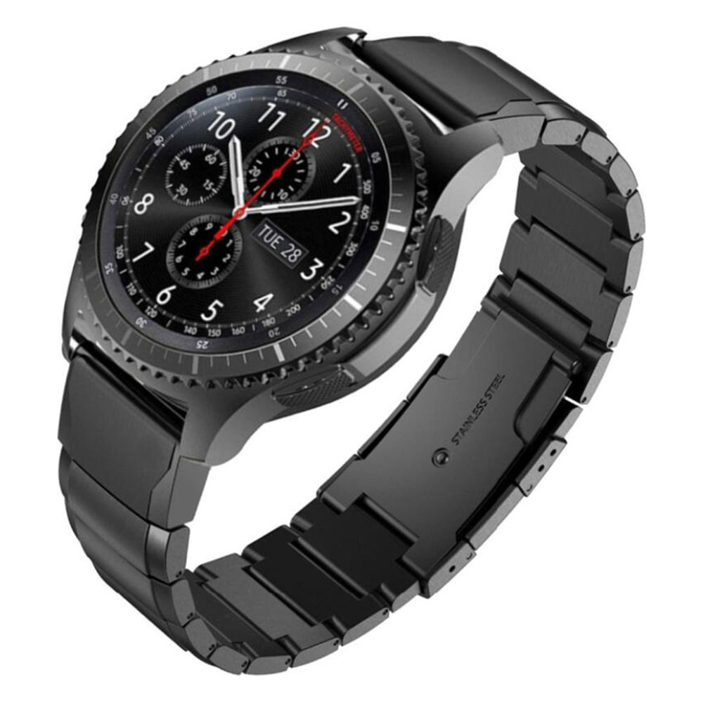 Shop4 Samsung Gear S3 Frontier Bandje Roestvrijstaal Zwart
